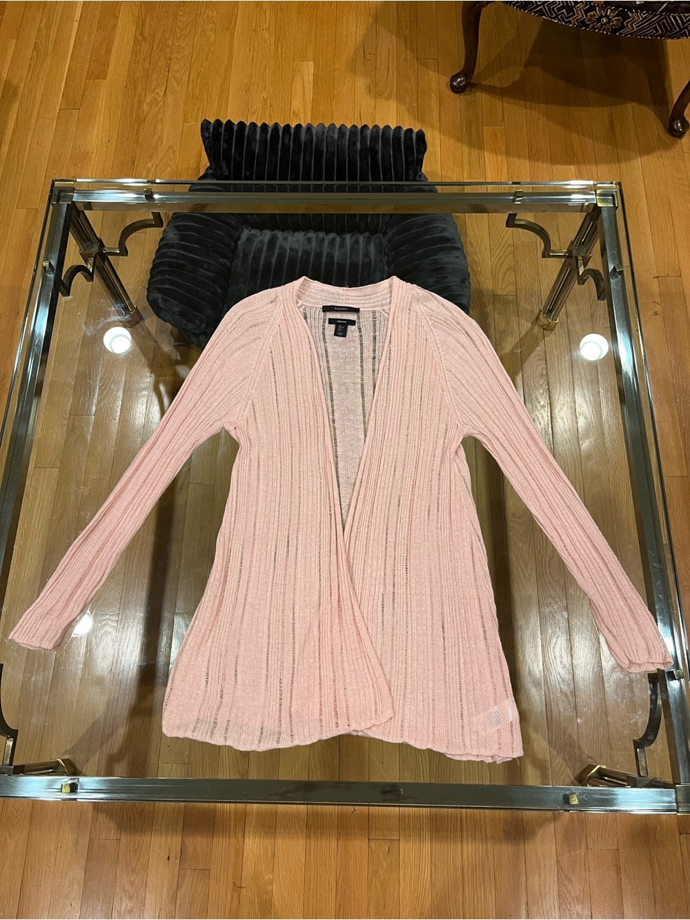 Tahari Light Pink Open-Front Cardigan
